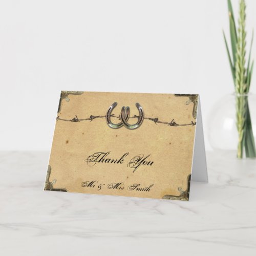 Rustic Country Horseshoes Barbed Wire Thank You