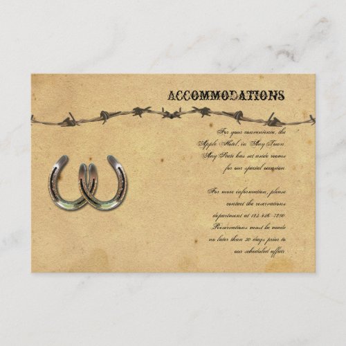 Rustic Country Horseshoes Barbed Wire Wedding Enclosure Card