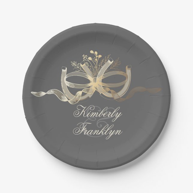 Rustic Country Horseshoes Couple Wedding Paper Plates (Front)
