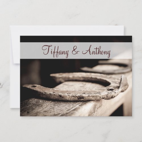 Rustic Country Horseshoes Cowboy Wedding Invites