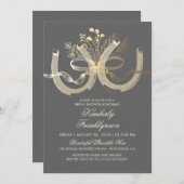 Rustic Country Horseshoes Gold Grey Bridal Shower Invitation (Front/Back)