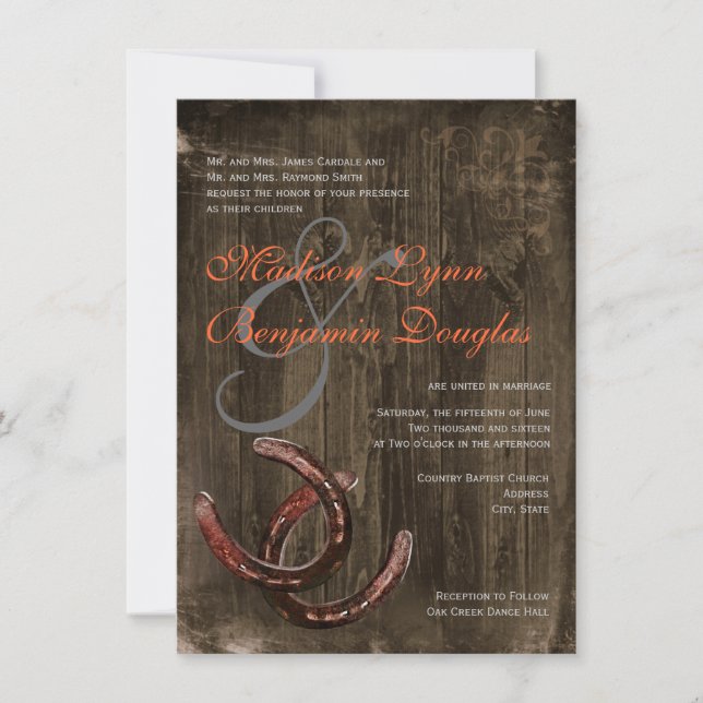 Rustic Country Horseshoes Ver2 Wedding Invitations (Front)