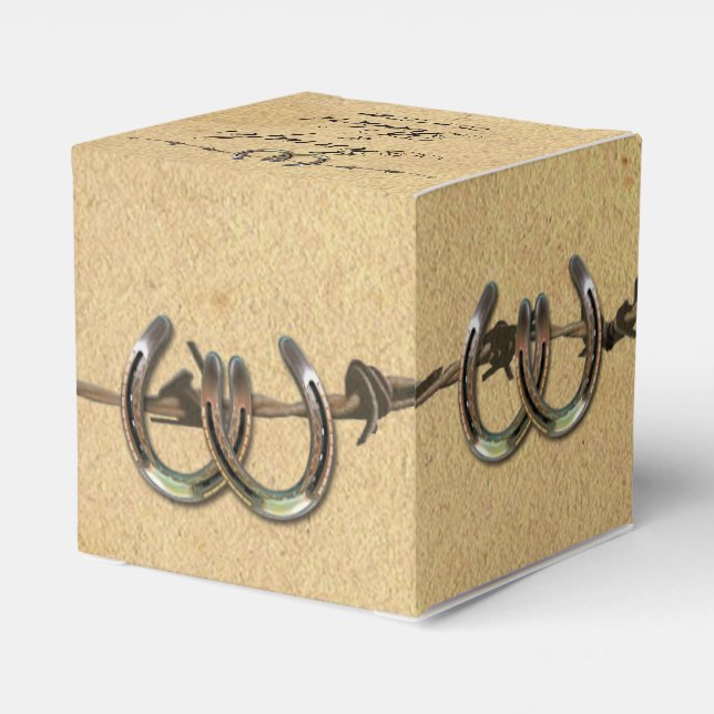 Rustic Country Horseshoes Wedding Favor Box (Back Side)