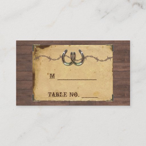 Customizable Rustic Country Horseshoes Wedding Place Cards Business Card