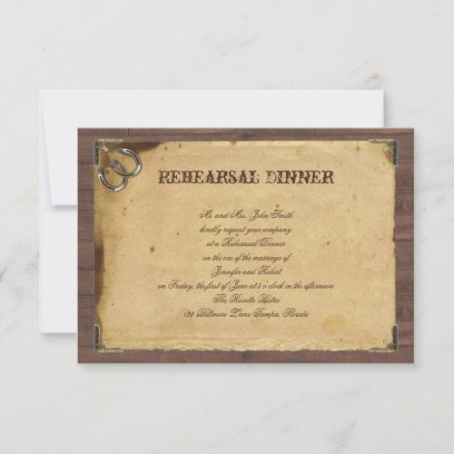 Rustic Country Horseshoes Wedding Rehearsal Personalized Invites