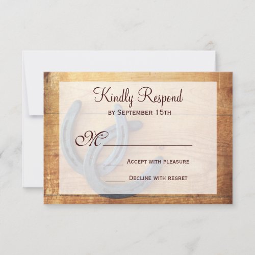 Rustic Country Horseshoes Wedding RSVP Cards