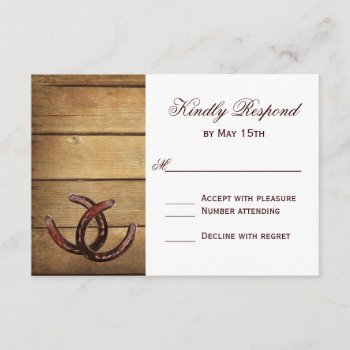 Rustic Country Horseshoes Wedding Rsvp Cards by RusticCountryWedding at Zazzle