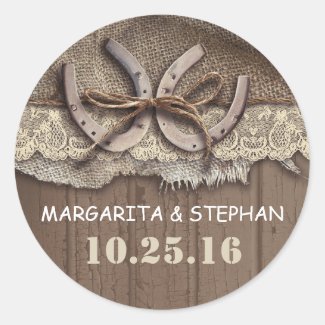 rustic country horseshoes wedding stickers