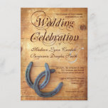 Rustic Country Horseshoes Wood Wedding Invitations