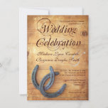Rustic Country Horseshoes Wood Wedding Invitations at Zazzle