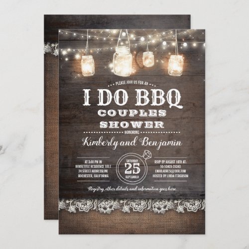 Rustic Country _ I DO BBQ Couples Shower Invitation