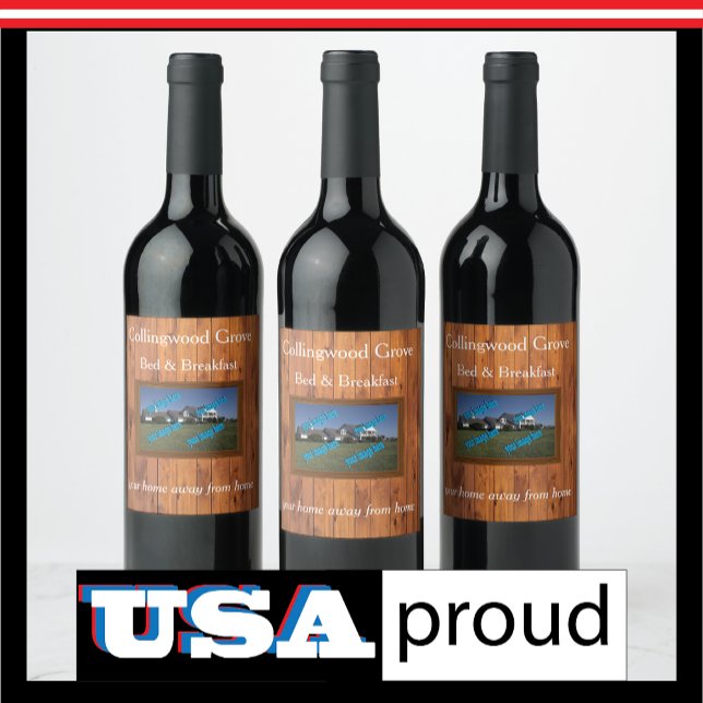 Rustic Country Inn 🤎 Cozy Bed and Breakfast Wine Label (Creator Uploaded)