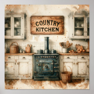Rustic Country Kitchen 4 Poster