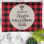 Rustic Country Kitchen Family Name Kitchen Towel<br><div class="desc">A charming,  rustic country kitchen design featuring a timelessly classic black and red buffalo check pattern,  and a personalized label. A great gift idea for birthday's,  housewarming or just because!</div>