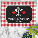 Rustic Country Kitchen Family Name Kitchen Towel<br><div class="desc">A charming,  rustic country kitchen design featuring a classic red gingham plaid pattern,  and a personalized label. A great gift idea for birthday's,  housewarming or just because!</div>