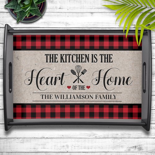 Rustic Country Kitchen Family Name Serving Tray