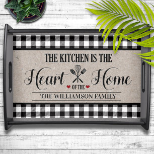 Rustic Country Kitchen Family Name Serving Tray