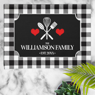 Rustic Country Kitchen Family Name Towel