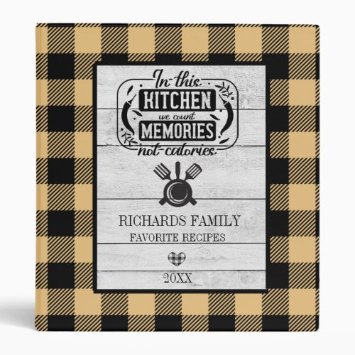 Rustic Country Kitchen Family Recipes Personalized 3 Ring Binder