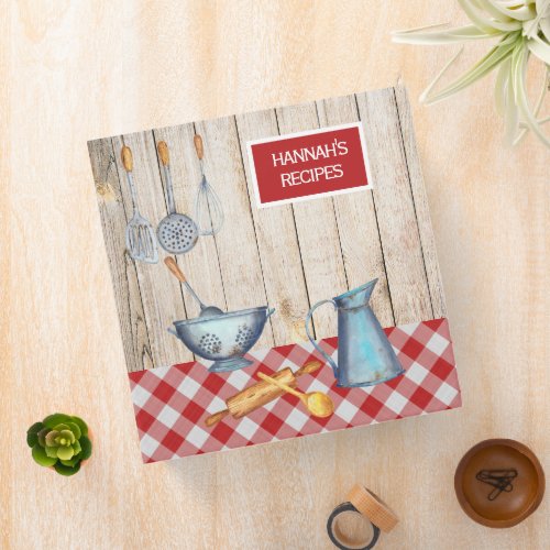 Rustic Country Kitchen Utensils Recipe  3 Ring Binder