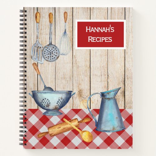 Rustic Country Kitchen Utensils Recipe Notebook