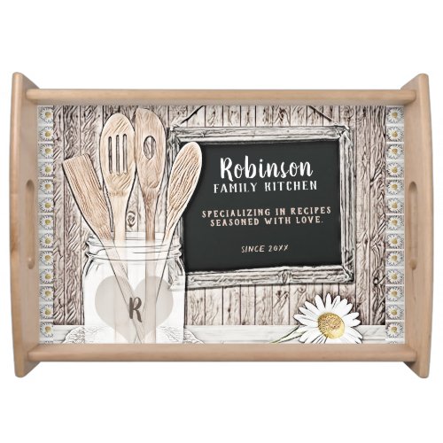 Rustic Country Kitchen w Monogram Serving Tray