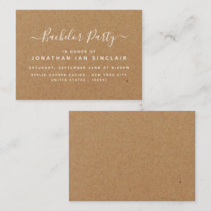 Rustic Country Kraft Bachelor Party Ticket Invite