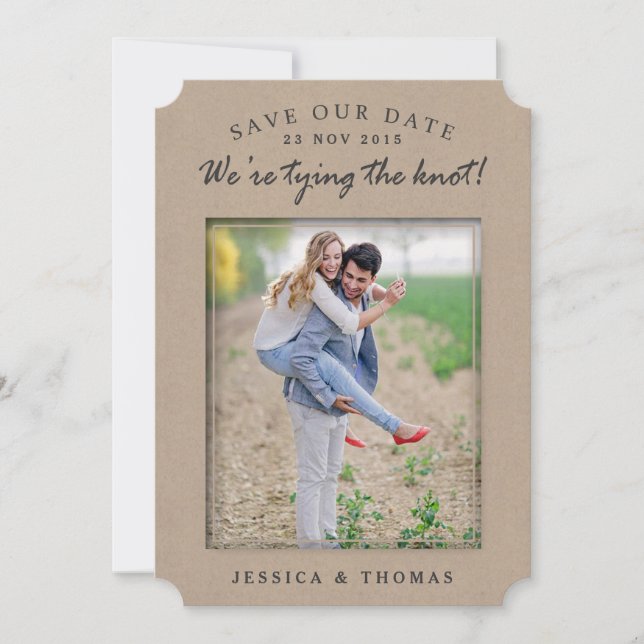 Rustic Country Kraft | Custom Photo Save The Date (Front)