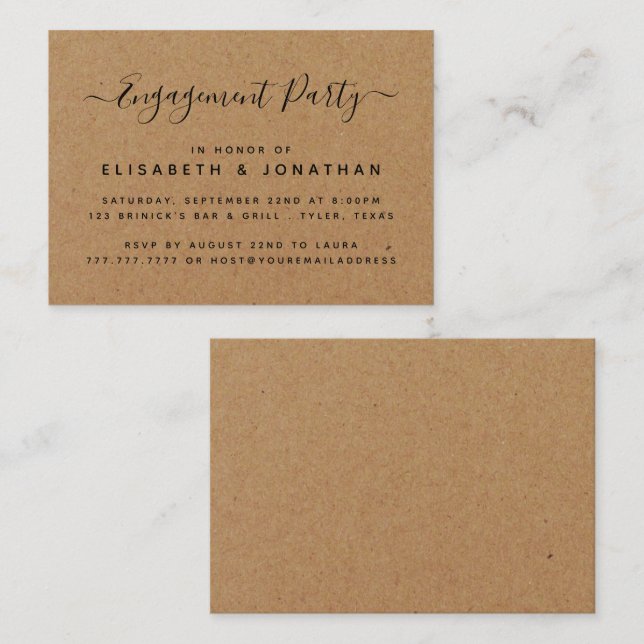 Rustic Country Kraft Engagement Party Ticket (Front/Back)