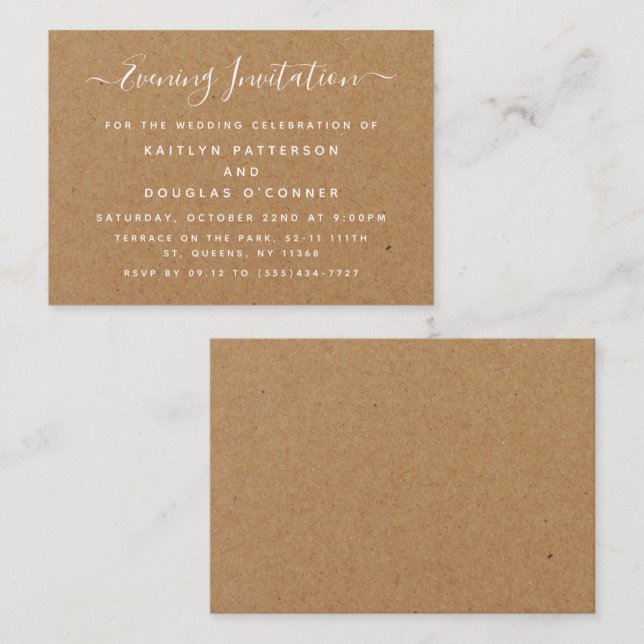 Rustic Country Kraft Evening Event Ticket Invite (Front/Back)