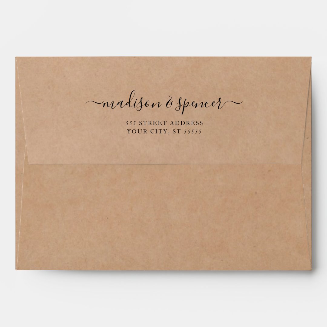 Rustic Country Kraft paper Wedding 5x7 Envelope Zazzle