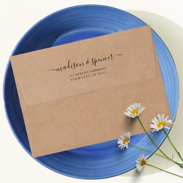 Rustic Country Kraft paper Wedding 5x7 Envelope (Kraft Paper Wedding Envelope)