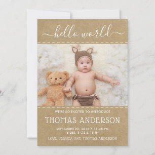 Rustic Country Kraft Photo Birth Announcement