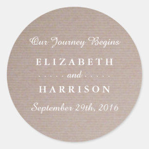 Rustic Country Kraft Wedding Favor Classic Round Sticker