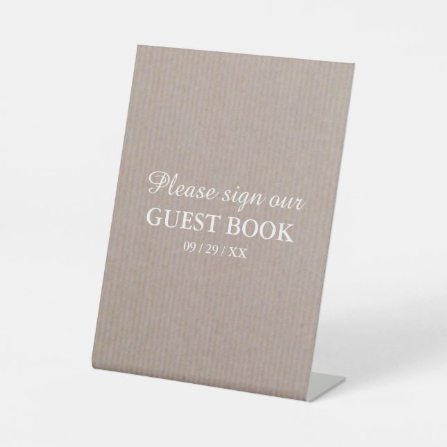 Rustic Country Kraft Wedding Pedestal Sign (Front)