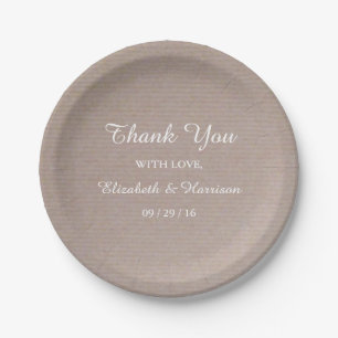 Rustic Country Kraft Wedding Reception Thank You Paper Plates