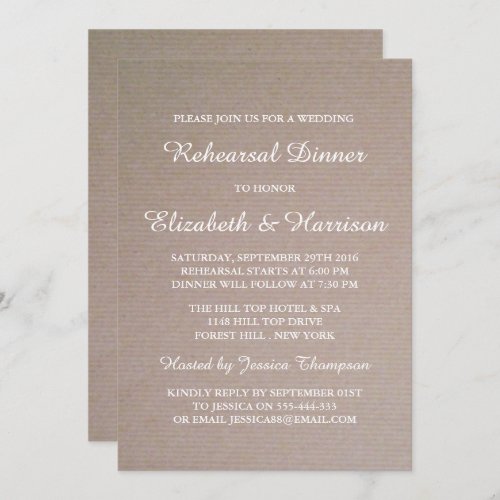 Rustic Country Kraft Wedding Rehearsal Dinner Invitation