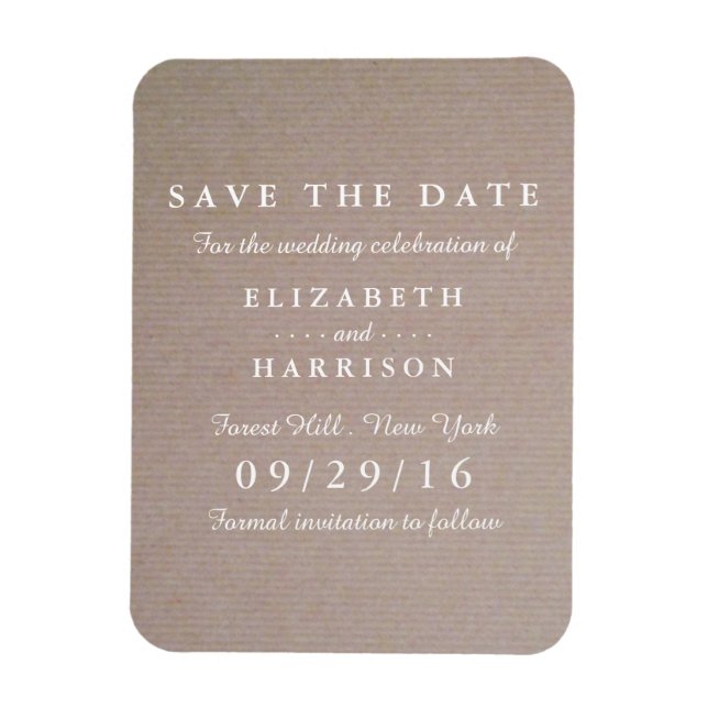 Rustic Country Kraft Wedding Save The Date Magnet (Vertical)