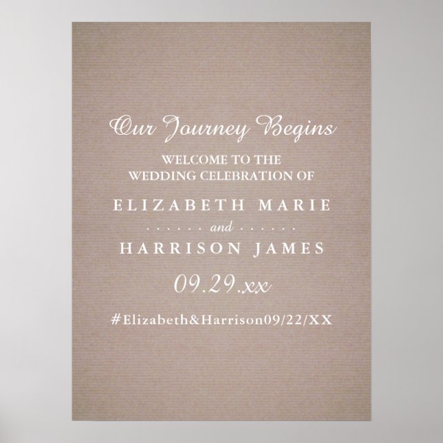 Rustic Country Kraft Wedding Welcome Poster (Front)