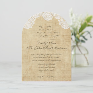 Rustic Country Lace and Burlap Wedding Invitations