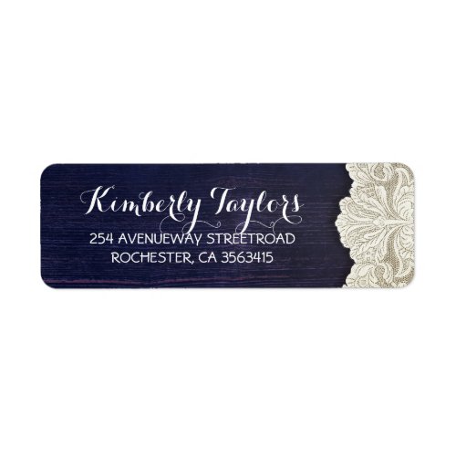 Rustic Country Lace and Wood Navy Wedding Label