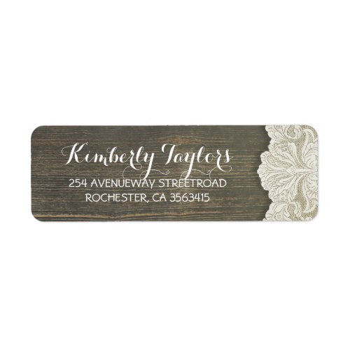 Rustic Country Lace and Wood Wedding Label
