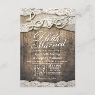 Rustic Country Lace EAT Drink Be Married Wedding Invitation