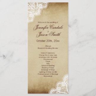 Rustic Country Lace Edge Vertical Wedding Programs