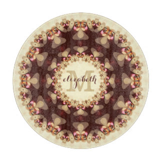 Rustic Country Lace Mandala Custom Name Round Cutting Board