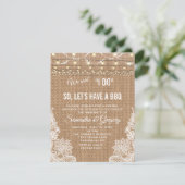 Rustic Country Lace String Lights I DO BBQ Invite (Standing Front)