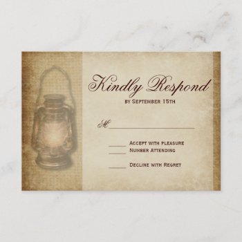 Rustic Country Lantern Vintage Wedding Rsvp Card by RusticCountryWedding at Zazzle