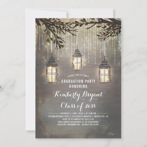 Rustic Country Lanterns Garden Graduation Party Invitation