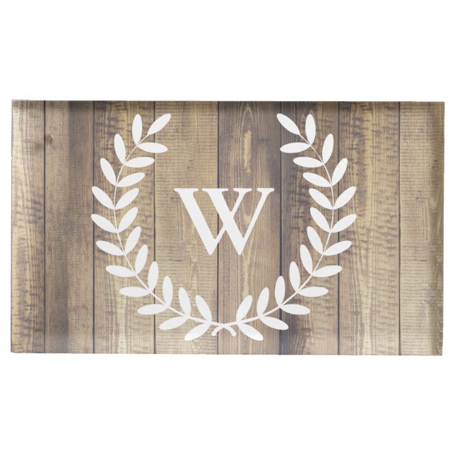 Rustic Country Laurels Barn Wood - Personalized Place Card Holder (Front)
