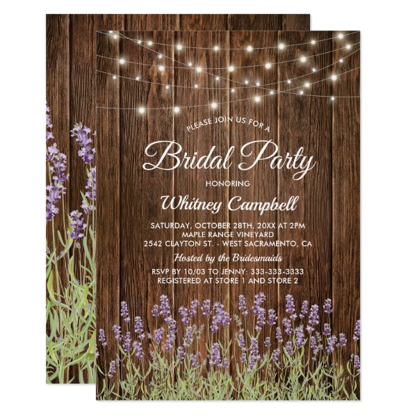 256602279473868586 Rustic Country Lavender Lights Bridal Shower Invitation